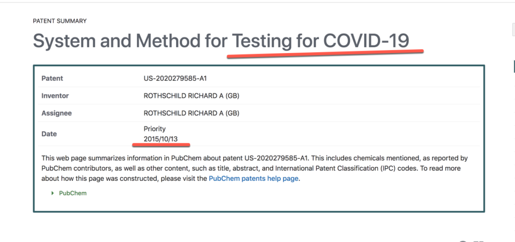 2015 (!): Testverfahren für COVID 19 patentiert